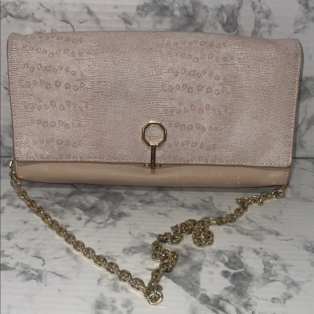 Louise et Cie Blush Clutch with Gold Chain
